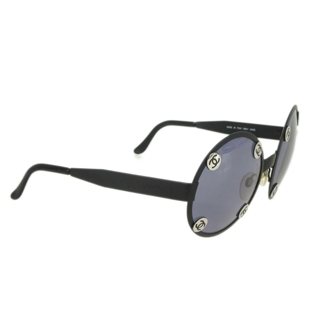 Authentic CHANEL CC Matte Black Round Frame Sunglasses w/ Case - Picture 3 of 16